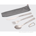 Cuchillo tenedor Spork cuchara de titanio de metal para acampar